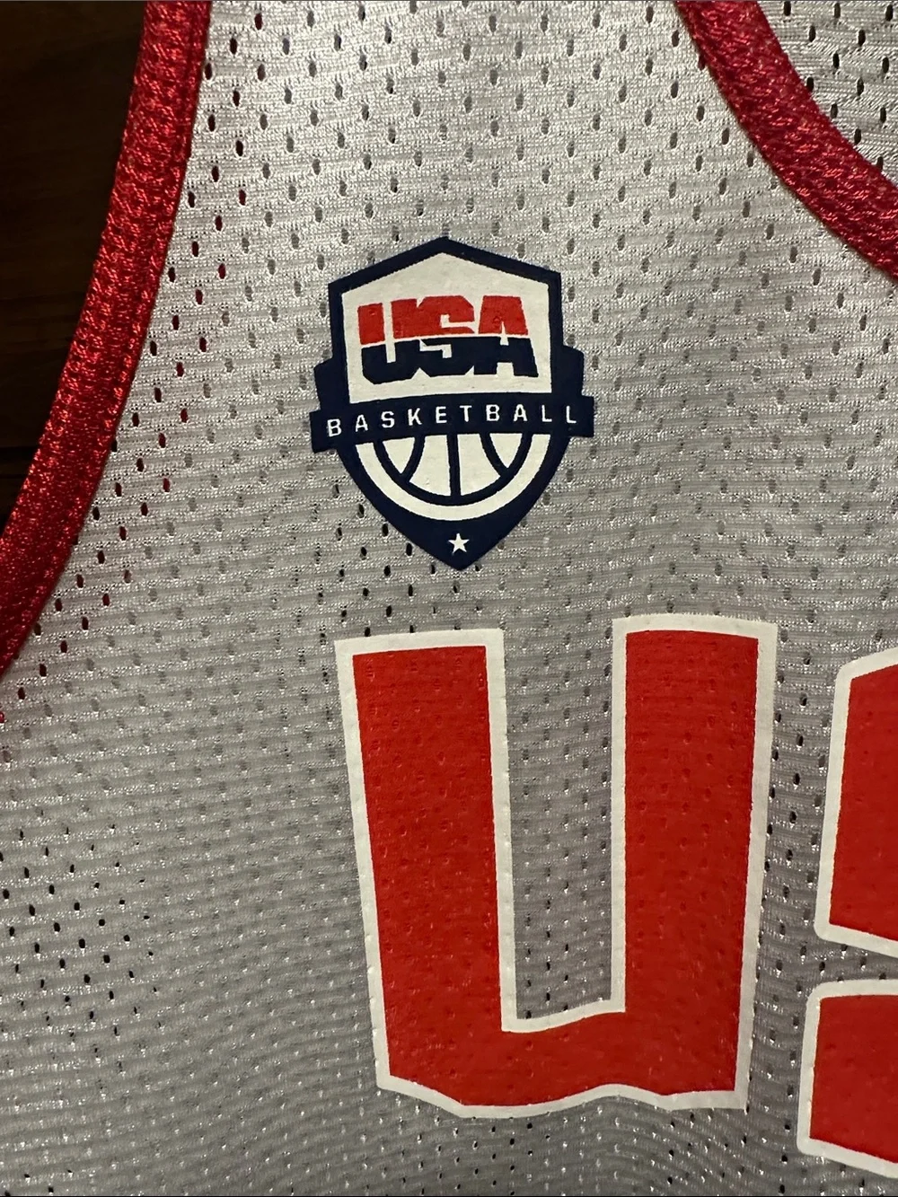 USA Jordan # 9 White Basketball Jersey with Red Trim